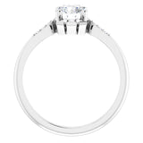 14K Gold Round Natural White Sapphire & Natural Diamond Accented Ring – 6mm Stones - White Gold - view 2