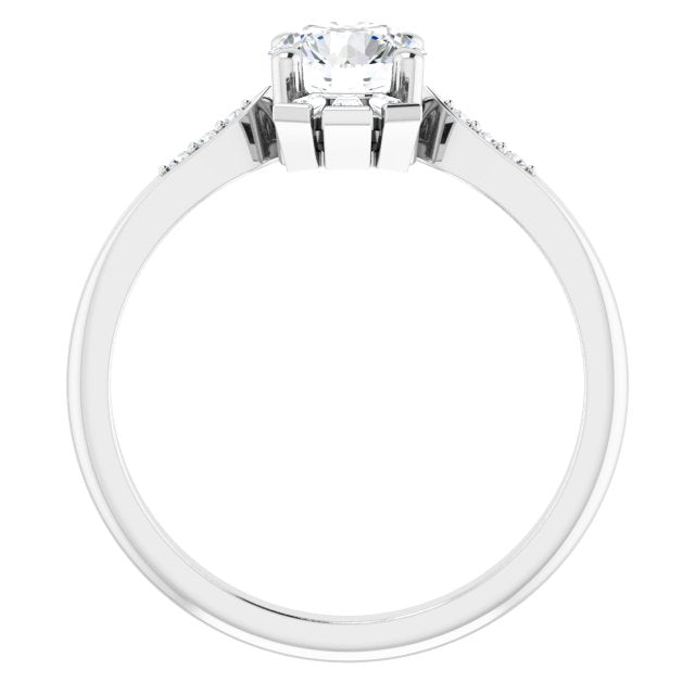 14K Gold Round Natural White Sapphire & Natural Diamond Accented Ring – 6mm Stones - White Gold - view 2