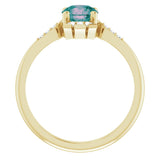 14K Gold Round Lab-Grown Alexandrite & Natural Diamond Accented Ring - Yellow Gold - view 2