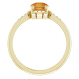 14K Gold Round Natural Citrine & Natural Diamond Accented Ring II - Yellow Gold - view 2
