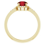 14K Gold Round Natural Mozambique Garnet & Natural Diamond Accented Ring II - Yellow Gold - view 2