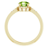14K Gold Round Natural Peridot & Natural Diamond Accented Ring – 6mm Stones - Yellow Gold - view 2