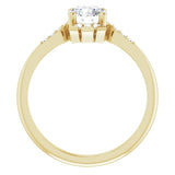 14K Gold Round Natural White Sapphire & Natural Diamond Accented Ring – 6mm Stones - Yellow Gold - view 2