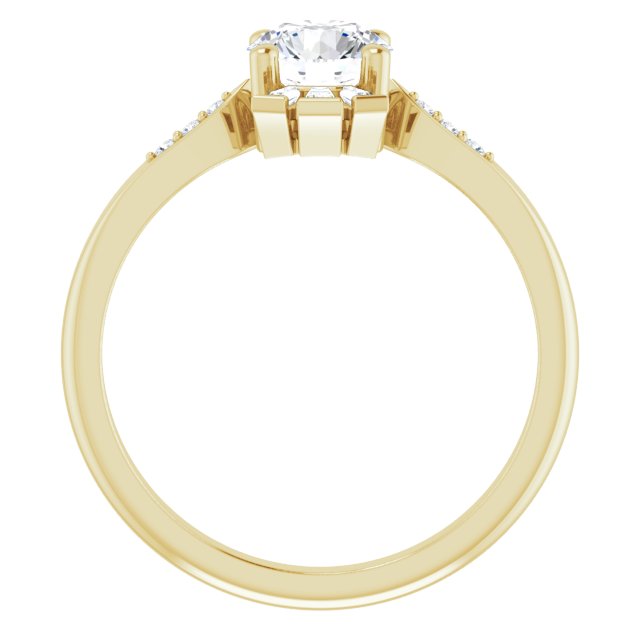 14K Gold Round Natural White Sapphire & Natural Diamond Accented Ring – 6mm Stones - Yellow Gold - view 2