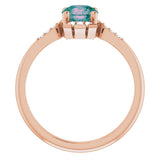 14K Gold Round Lab-Grown Alexandrite & Natural Diamond Accented Ring - Rose Gold - view 2