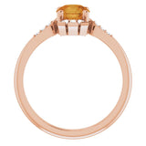 14K Gold Round Natural Citrine & Natural Diamond Accented Ring II - Rose Gold - view 2
