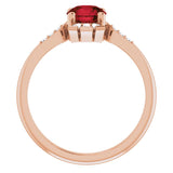 14K Gold Round Natural Mozambique Garnet & Natural Diamond Accented Ring II - Rose Gold - view 2