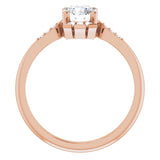 14K Gold Round Natural White Sapphire & Natural Diamond Accented Ring – 6mm Stones - Rose Gold - view 2