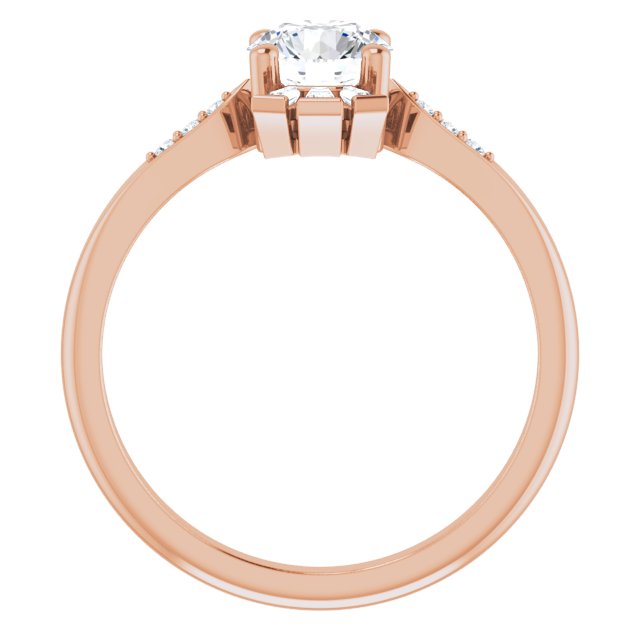 14K Gold Round Natural White Sapphire & Natural Diamond Accented Ring – 6mm Stones - Rose Gold - view 2