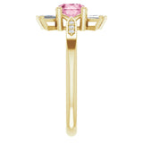 14K Gold Round Natural Pink Tourmaline & Natural Diamond Accented Ring – 6mm Stones - Yellow Gold - view 4
