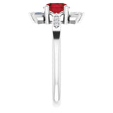 14K Gold Round Natural Mozambique Garnet & Natural Diamond Accented Ring II - White Gold - view 4