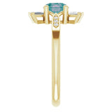 14K Gold Round Lab-Grown Alexandrite & Natural Diamond Accented Ring - Yellow Gold - view 4