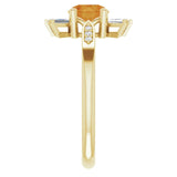 14K Gold Round Natural Citrine & Natural Diamond Accented Ring II - Yellow Gold - view 4