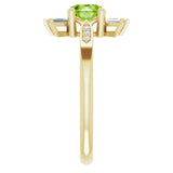 14K Gold Round Natural Peridot & Natural Diamond Accented Ring – 6mm Stones - Yellow Gold - view 4