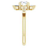 14K Gold Round Natural White Sapphire & Natural Diamond Accented Ring – 6mm Stones - Yellow Gold - view 4