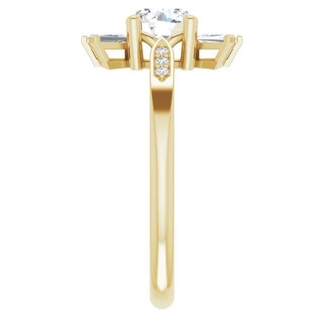 14K Gold Round Natural White Sapphire & Natural Diamond Accented Ring – 6mm Stones - Yellow Gold - view 4