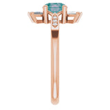 14K Gold Round Lab-Grown Alexandrite & Natural Diamond Accented Ring - Rose Gold - view 4