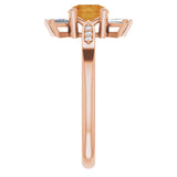 14K Gold Round Natural Citrine & Natural Diamond Accented Ring II - Rose Gold - view 4