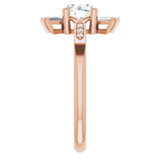 14K Gold Round Natural White Sapphire & Natural Diamond Accented Ring – 6mm Stones - Rose Gold - view 4