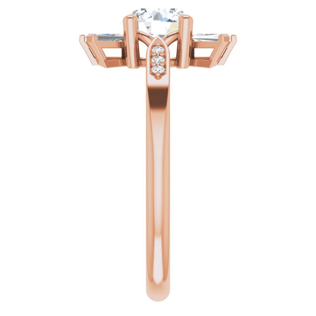 14K Gold Round Natural White Sapphire & Natural Diamond Accented Ring – 6mm Stones - Rose Gold - view 4