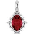 Platinum Oval Natural Ruby & Natural Diamond Accented Pendant