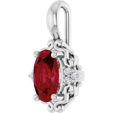 14K Gold Oval Natural Ruby & Natural Diamond Accented Pendant - White Gold - view 2