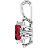 14K Gold Oval Natural Ruby & Natural Diamond Accented Pendant - White Gold - view 3