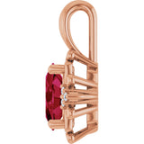 14K Gold Oval Natural Ruby & Natural Diamond Accented Pendant - Rose Gold - view 3