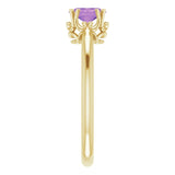 14K Gold Oval Natural Amethyst Solitaire Ring – 6-10mm Stones - Yellow Gold - view 4