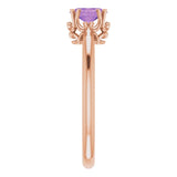 14K Gold Oval Natural Amethyst Solitaire Ring – 6-10mm Stones - Rose Gold - view 5