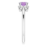Platinum Oval Natural Amethyst Solitaire Ring – 6-10mm Stones - view 5