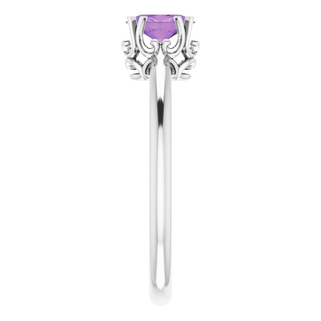 Platinum Oval Natural Amethyst Solitaire Ring – 6-10mm Stones - view 5