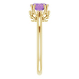 14K Gold Oval Natural Amethyst Solitaire Ring – 6-10mm Stones - Yellow Gold - view 4