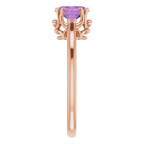 14K Gold Oval Natural Amethyst Solitaire Ring – 6-10mm Stones - Rose Gold - view 4