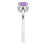 Platinum Oval Natural Amethyst Solitaire Ring – 6-10mm Stones - view 4