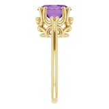 14K Gold Oval Natural Amethyst Solitaire Ring – 6-10mm Stones - Yellow Gold - view 4