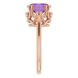 14K Gold Oval Natural Amethyst Solitaire Ring – 6-10mm Stones - Rose Gold - view 4