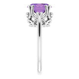 Platinum Oval Natural Amethyst Solitaire Ring – 6-10mm Stones - view 4