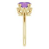 14K Gold Oval Natural Amethyst Solitaire Ring – 6-10mm Stones - Yellow Gold - view 4
