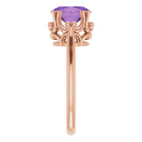 14K Gold Oval Natural Amethyst Solitaire Ring – 6-10mm Stones - Rose Gold - view 4