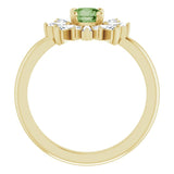 14K Gold Round Natural Green Tourmaline & Natural Diamond Halo-Style Ring - Yellow Gold - view 2