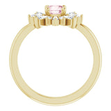 14K Gold Round Natural Pink Morganite & Natural Diamond Halo-Style Ring - Yellow Gold - view 2