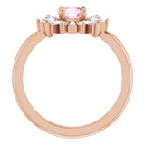 14K Gold Round Natural Pink Morganite & Natural Diamond Halo-Style Ring - Rose Gold - view 2