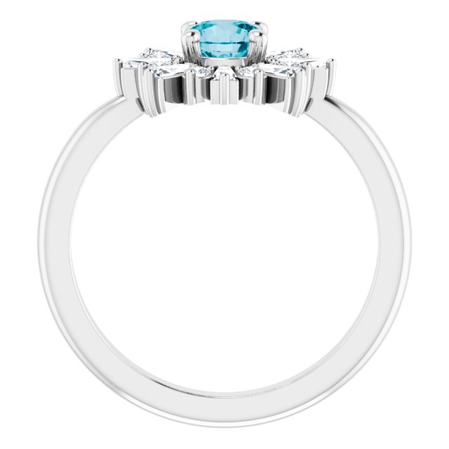 Platinum Round Natural London Blue Topaz & Natural Diamond Halo-Style Ring – 5mm Stones - view 2