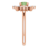 14K Gold Round Natural Green Tourmaline & Natural Diamond Halo-Style Ring - Rose Gold - view 4