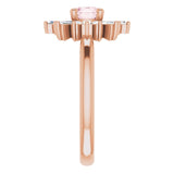 14K Gold Round Natural Pink Morganite & Natural Diamond Halo-Style Ring - Rose Gold - view 4