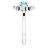Platinum Round Natural London Blue Topaz & Natural Diamond Halo-Style Ring – 5mm Stones - view 4