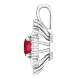 Platinum Oval Natural Ruby Halo-Style Necklace or Pendant - view 6