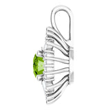 Platinum Oval Natural Peridot Halo-Style Necklace or Pendant - view 7