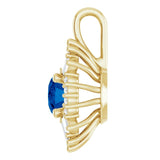 14K Gold Oval Natural Blue Sapphire Halo-Style Necklace or Pendant - Yellow Gold - view 6